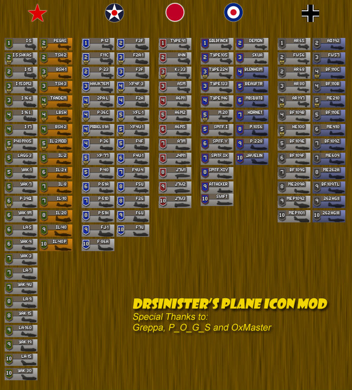 DrSinister's Plane Icon Mod 1.0.0 / 0.5.3.2 (Иконки самолётов для WoWP)